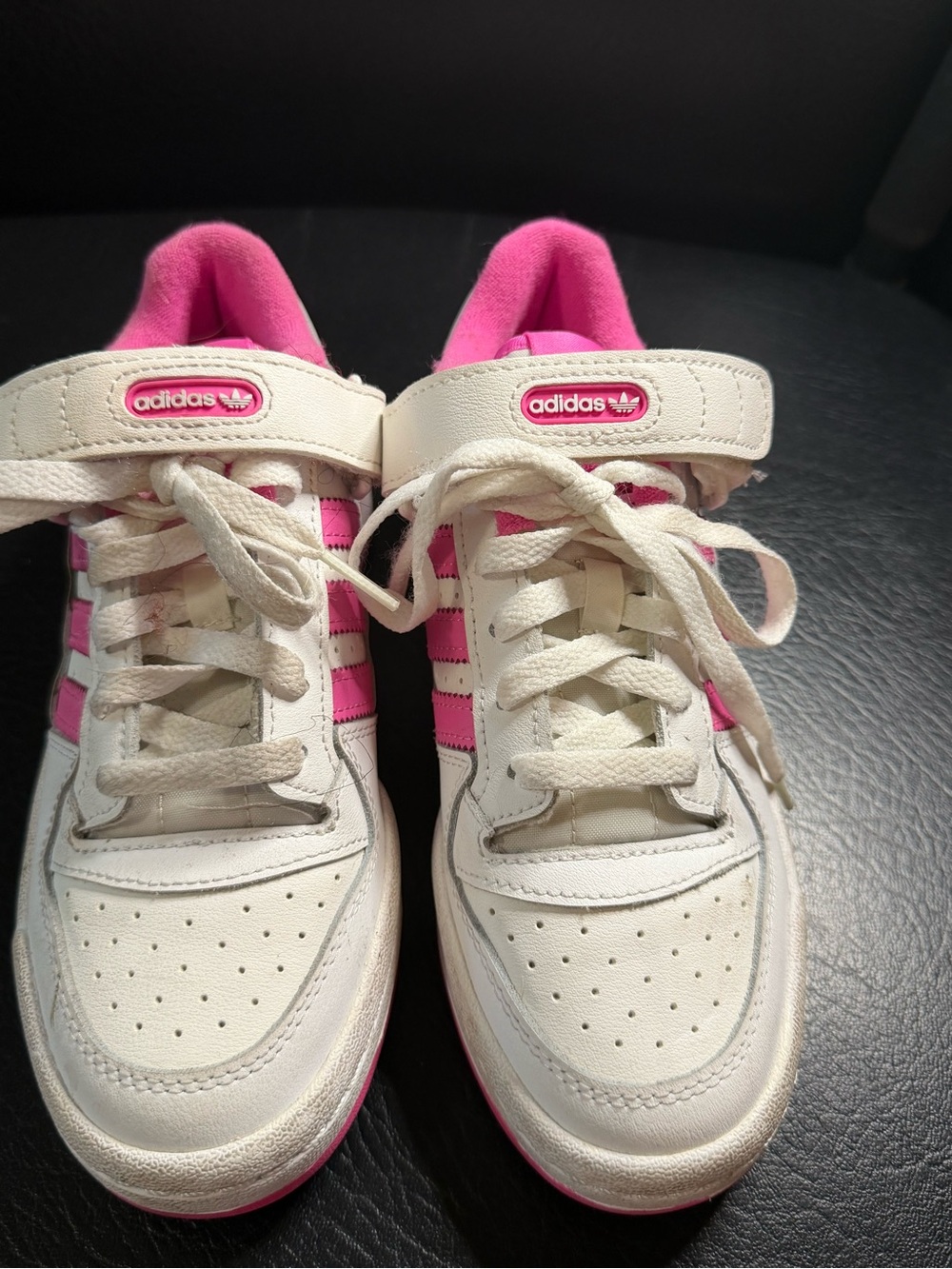 adidas Kids White and Hot Pink Low-Top Sneakers
